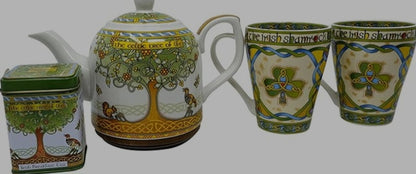 4pc Celtic,Viking Tree of Life Ceramic Teapot Set