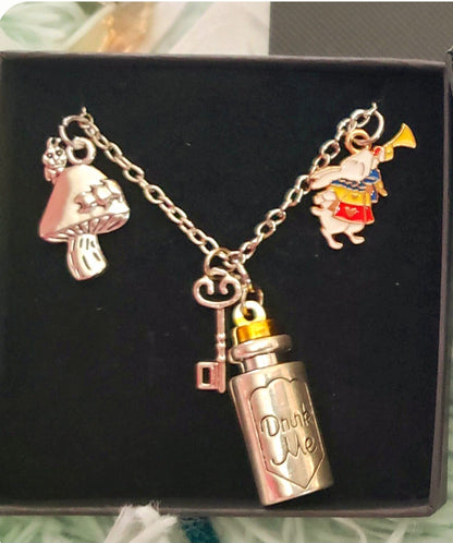 Alice Wonderland Charm Pendants w  2 sided Hookah Caterpillar on Mushroom = Original Ui'Cathain Celtic Design