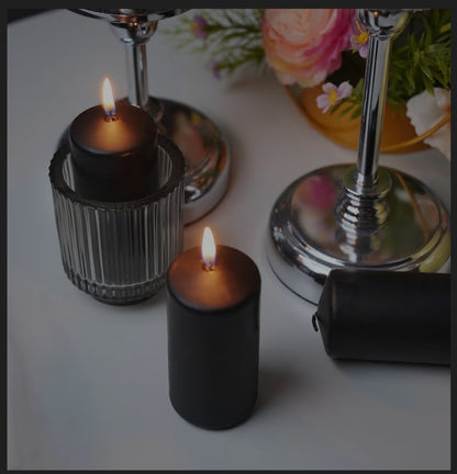 2x4" Elegant Black & White Pillar Candles- Slow Burning, Smokeless High Quality Sets - Tartarian Treasures & Trinkets