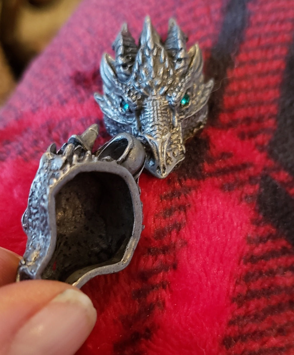 Silver DRAGON Head Metal Pendant w 22 inch silvery chain Detailed nice viking gift - Tartarian Treasures & Trinkets