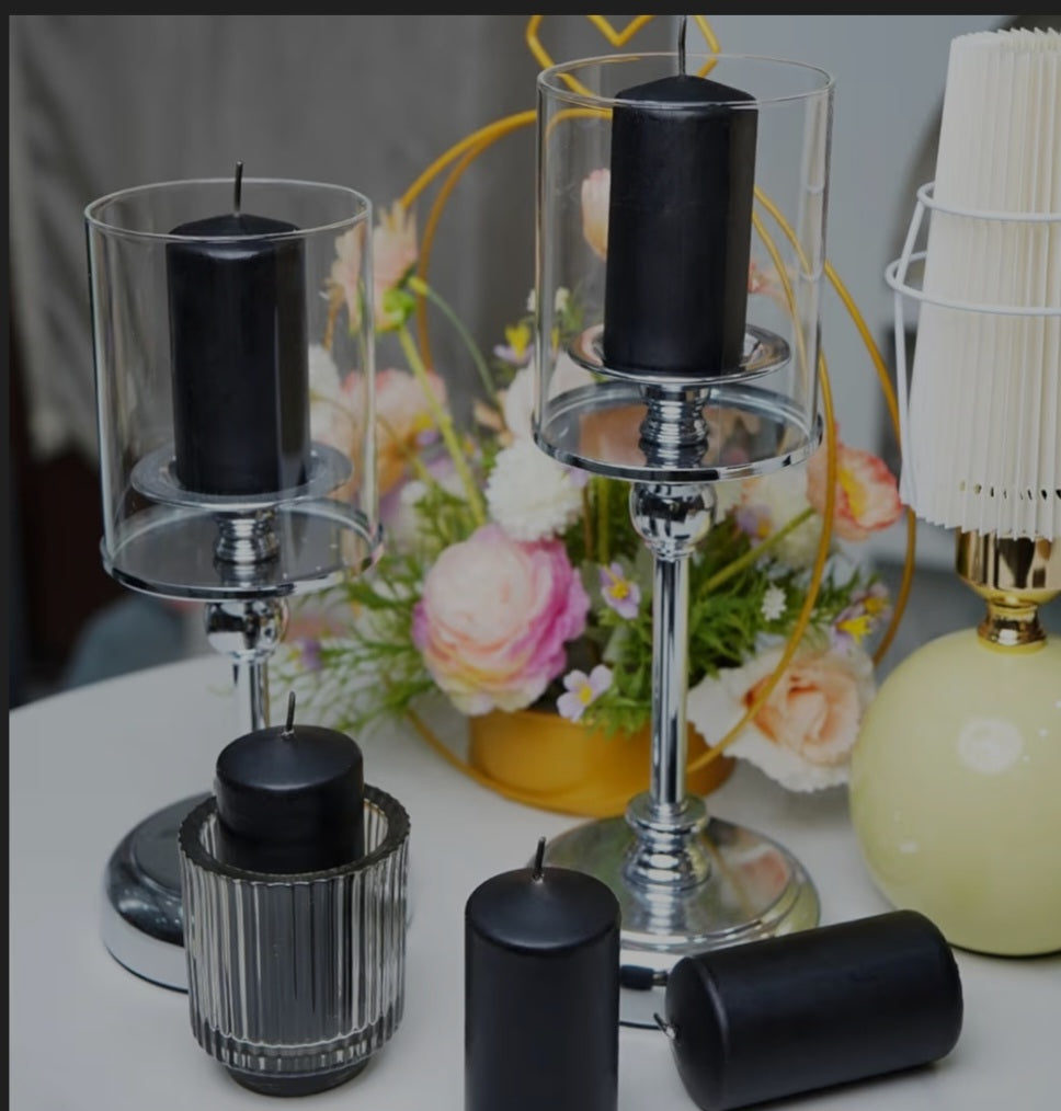 2x4" Elegant Black & White Pillar Candles- Slow Burning, Smokeless High Quality Sets - Tartarian Treasures & Trinkets