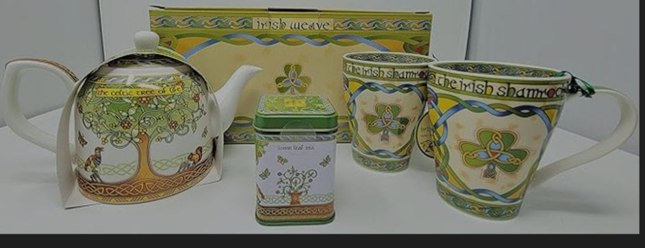 4pc Celtic,Viking Tree of Life Ceramic Teapot Set