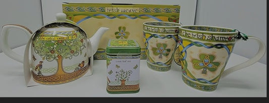 4pc Celtic,Viking Tree of Life Ceramic Teapot Set