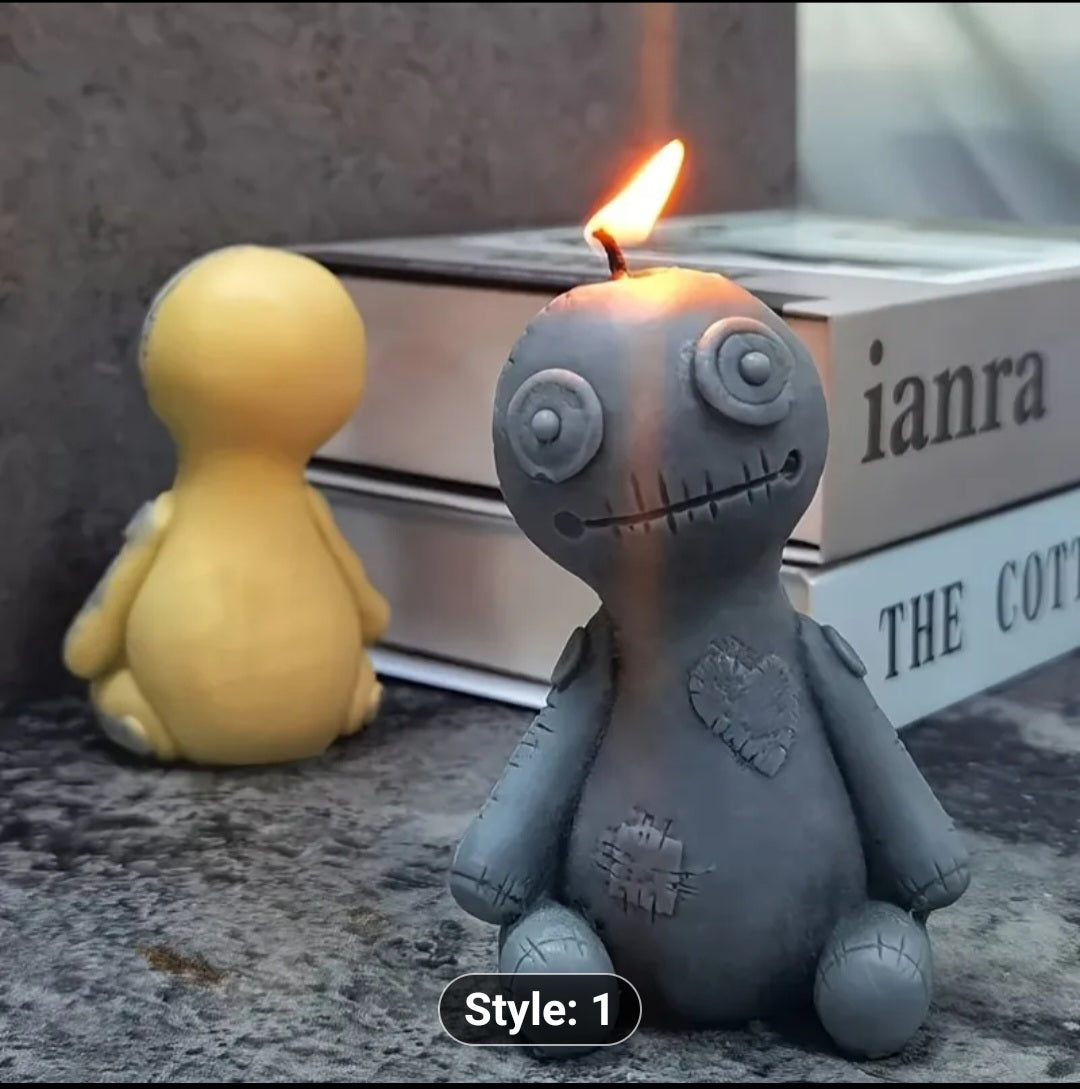 AVAIL NEXT WEEK Revenge Voodoo Doll Candle-Handmade Custom Beeswax w Spell Herbs, Alchemy Oils and Gemstones - Comes w 10 Pins 3.5inch tall - Tartarian Treasures & Trinkets