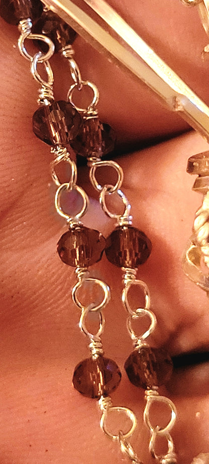 AAA 18.8g Clear Herkimer Diamond Pendant & Red Garnet Beaded Gemstone  24 inch Chain Necklace Handmade  Elegant  Delicate - Tartarian Treasures & Trinkets