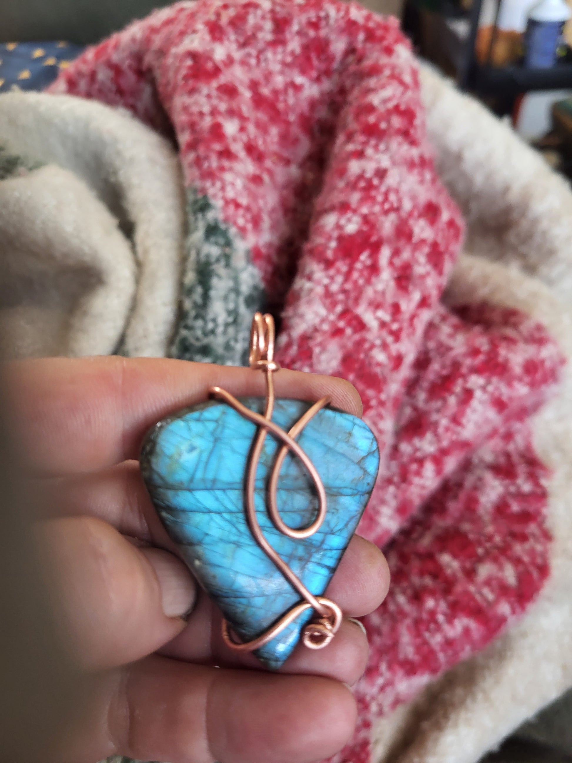 94ct AAAAA Rare Turquoise FIRE Canadian Labradorite- Gemstone Collection 963hz  Protected Pendant - Tartarian Treasures & Trinkets
