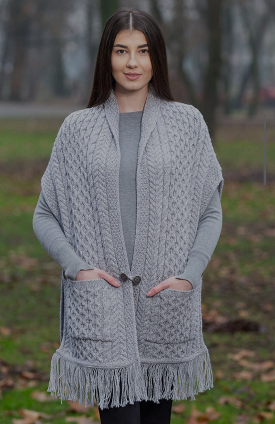 100% Merino Wool Elegant Comfortable Warm SOFT Itch Free- Celtic Shawl w Pockets