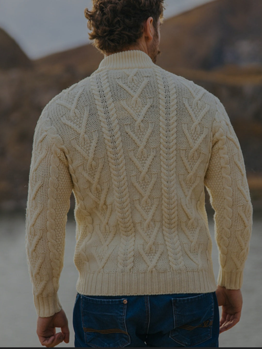 100% Merino Wool Celtic Viking Mens Zip up With Deep Pockets Made in Ireland- No itch - soft