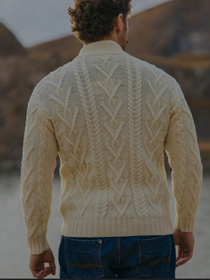 100% Merino Wool Celtic Viking Mens Zip up With Deep Pockets Made in Ireland- No itch - soft