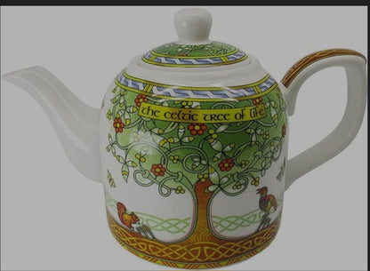 4pc Celtic,Viking Tree of Life Ceramic Teapot Set