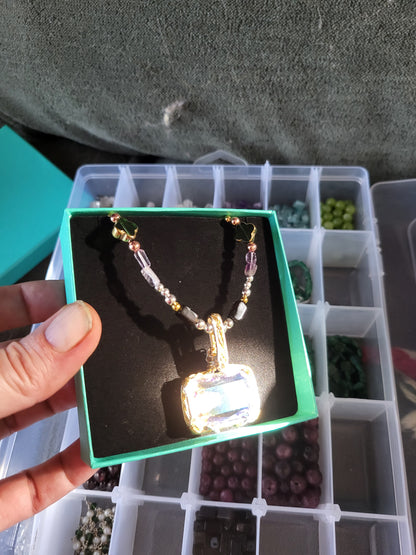 Handmade Lithuanian Crystal +Gemstone Necklace-Ui'Cathain Celtic Designs Original - Tartarian Treasures & Trinkets