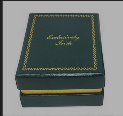 Sterling Silver Traditional Celtic Claddagh Dangle Earrings with Malachite